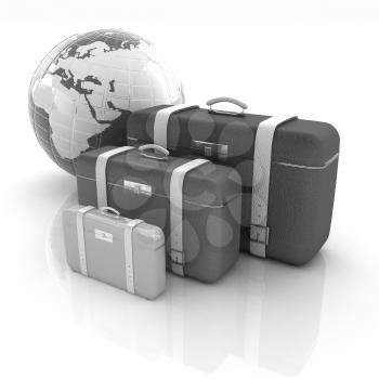 Traveler's suitcases. Family travel concept