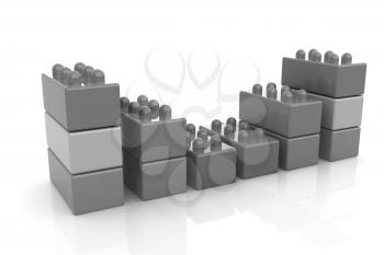 Building blocks efficiency concept on white 