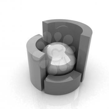 Abstract colorful structure with ball in the center 