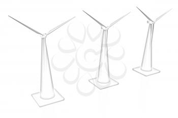 Wind turbine isolated on white 