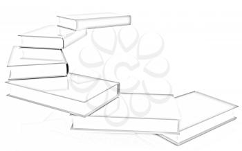 colorful real books on a white background