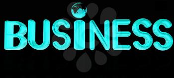 3d text business on a black background
