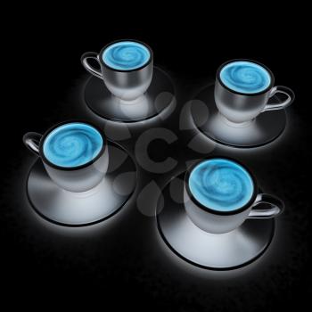 Coffee cups on saucer on a white background