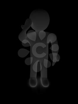 3d man touching her head isolated on white. Series: human emotions