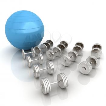 Fitness ball and dumbell