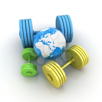 dumbbells and earth