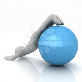 3d man exercising position on fitness ball. My biggest pilates series