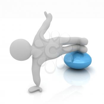 3d man exercising position on fitness ball. My biggest pilates series