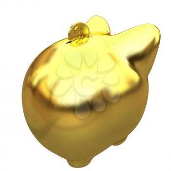 gold coin with with the gold piggy bank 