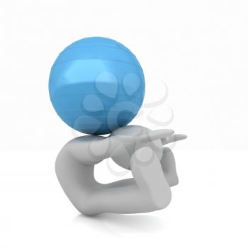 3d man exercising position on fitness ball. My biggest pilates series