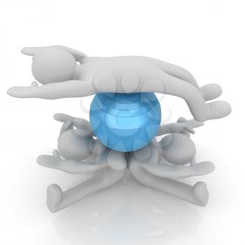 3d man exercising position on fitness ball. My biggest pilates series