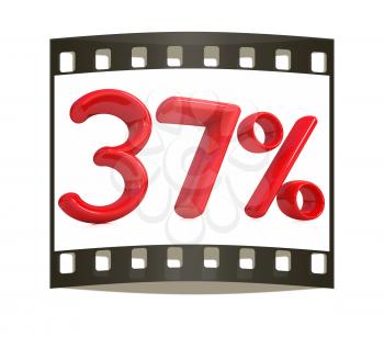 3d red 37 - thirty seven percent on a white background. The film strip