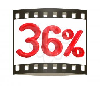 3d red 36 - thirty six percent on a white background. The film strip