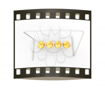 Gold Ball on a white background. The film strip