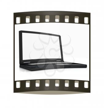 Laptop on a white background. The film strip