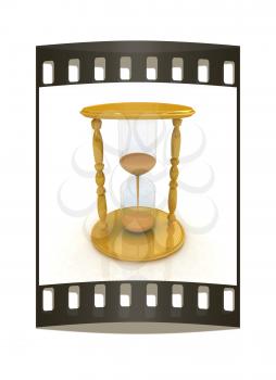 Handglass on a white background. The film strip