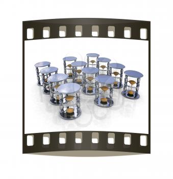 Handglass on a white background. The film strip