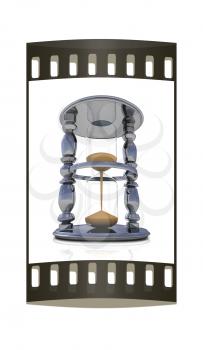 Handglass on a white background. The film strip