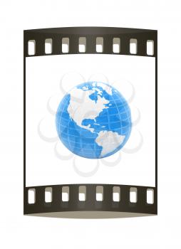 Earth Isolated on white background. The film strip