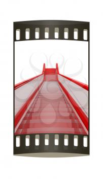 Escalator on a white background. The film strip