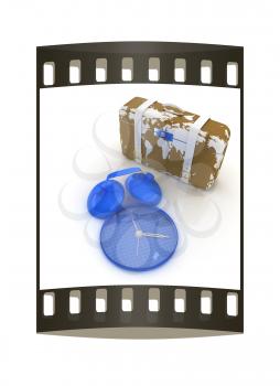 Suitcase for travel. The film strip