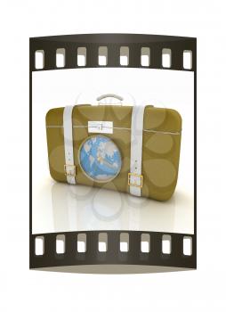 Suitcase for travel. The film strip