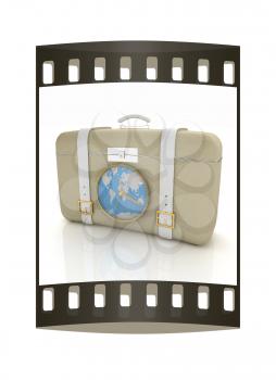 Suitcase for travel. The film strip