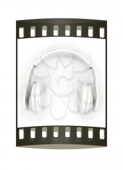 Headphones Isolated on White Background. The film strip