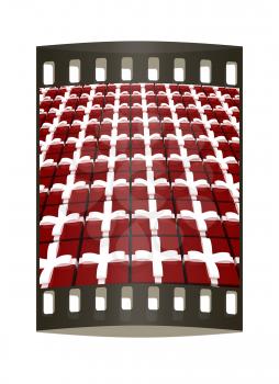 Bright christmas gift background. The film strip