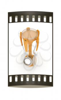 cutlery on white background. The film strip