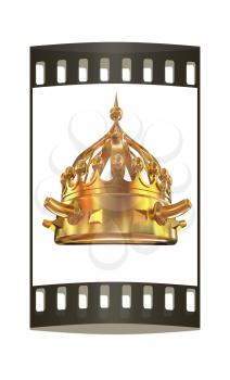 Gold crown isolated on white background. The film strip