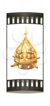 Gold crown isolated on white background. The film strip