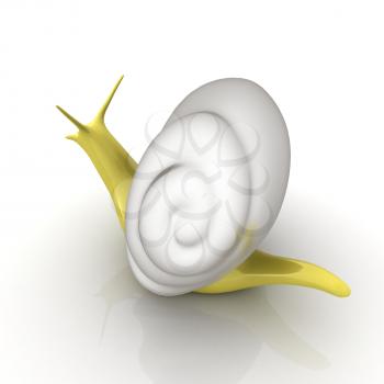 3d fantasy animal, snail on white background 