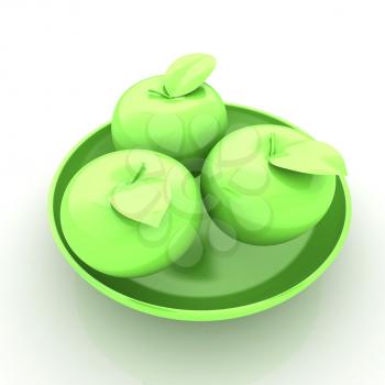 apple in a plate on white