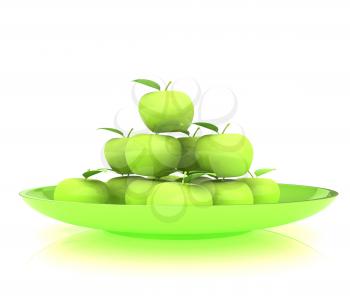 apples in a plate on white