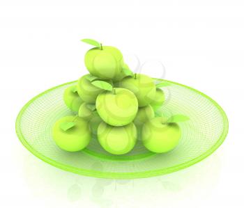 apples in a plate on white