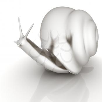 3d fantasy animal, snail on white background 