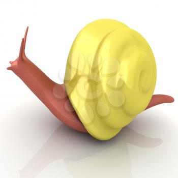 3d fantasy animal, snail on white background 