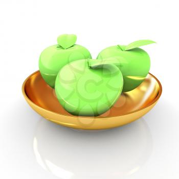 apple in a plate on white