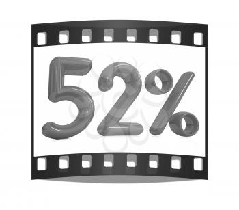 3d red 52 - fifty two percent on a white background. The film strip