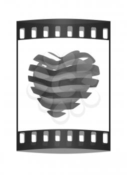 3d beautiful red glossy heart of the bands on a white background. The film strip