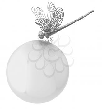 Dragonfly on abstract design sphere