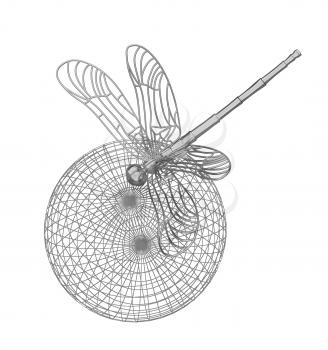 Dragonfly on abstract design sphere