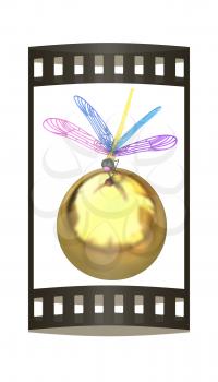 Dragonfly on abstract design sphere