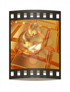 golden apple on the gold bars background