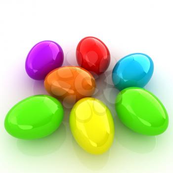 Colored Eggs on a white background