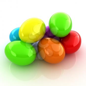 Colored Eggs on a white background