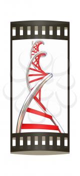 DNA structure model on white. The film strip