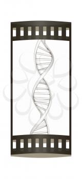 DNA structure model on white. The film strip