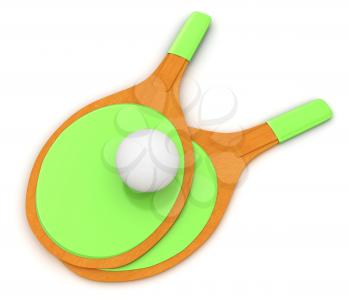 Rackets for playing table tennis. 3D rendering